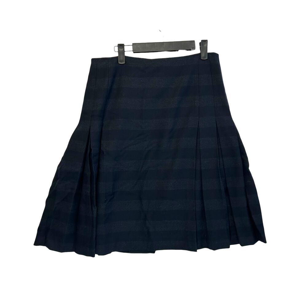 Paul Smith 100% Virgin Wool Pleated Wrap Skirt Women's 44 (Sz M) Blue Striped - Picture 3 of 8